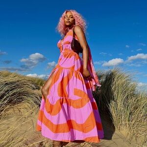 The Drop Women's Pink Multi Strappy Maxi with Slit by @Itsjuliettefoxx